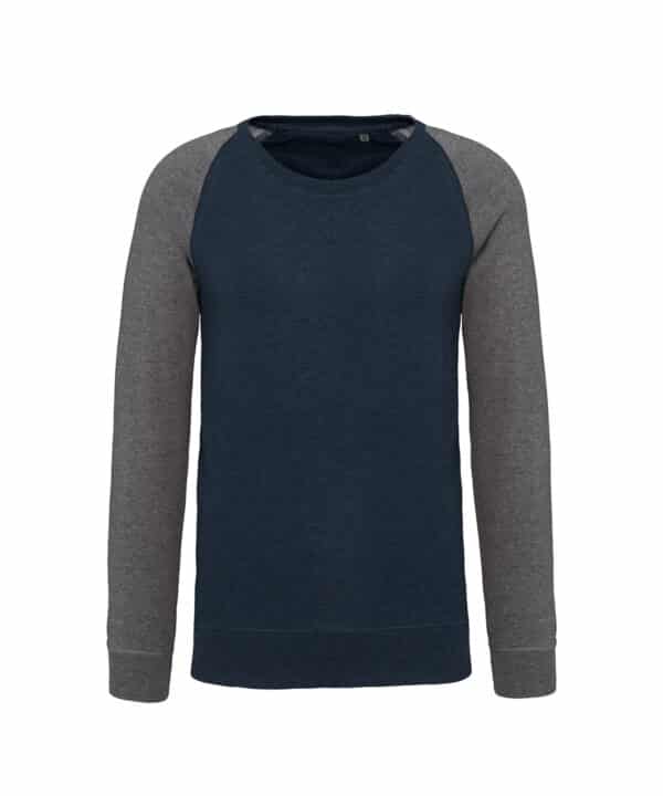 Kariban Men's two-tone organic crew neck raglan sleeve sweatshirt